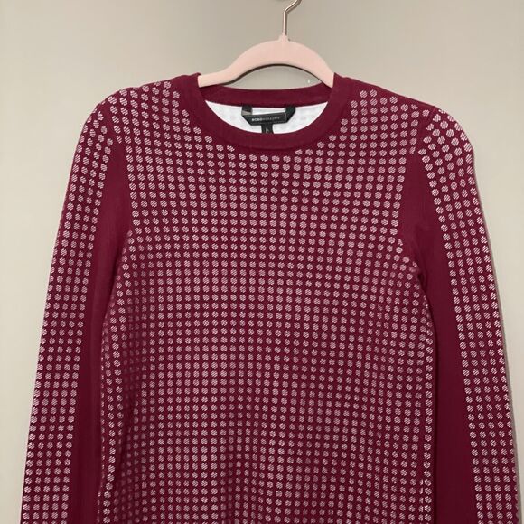 BCBGMaxAzria Valentin Red Polka Dot Scoop Neck Long Sleeve Sweater Size XXS - Picture 3 of 8